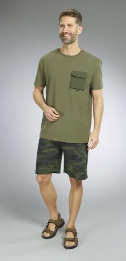 "T-shirt with breast pocket, color olive, size 2XL image"