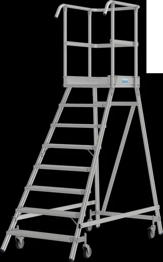 "Platform ladder 8 aluminum steps one-sided mobile image"