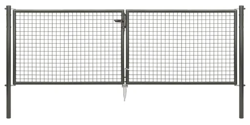 "Double gate set with corrugated mesh including posts 3 x 1.25 m anthracite image"