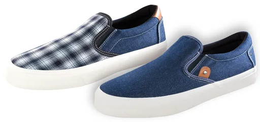 "Canvas slippers, blue/checked, size 45 image"