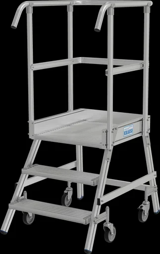 "Platform ladder 3 steps aluminum one-sided, mobile image"