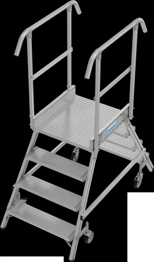 "Platform ladder 2 x 4 aluminum steps, accessible from both sides image"