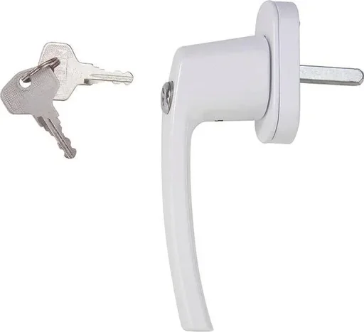 "Lockable window handle with 2 keys, white, set of 2 image"