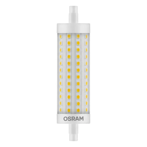 "LED SUPERSTAR LINE R7S tube lamp with 8.5 watts, warm white, clear, dimmable image"