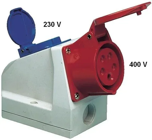 "Combined power socket 5 x 32A 400V , 1x 230 V earthed socket image"