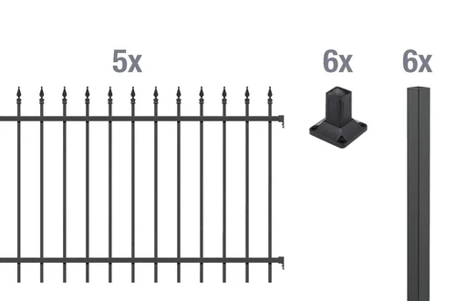 "Complete fence set Chaussee for screwing, matt black, height 120.0 cm, length 10 m image"