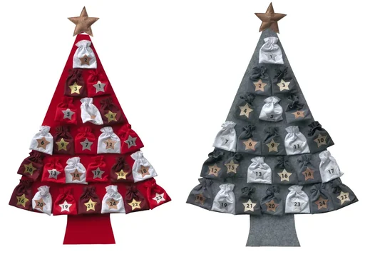 "Advent calendar "Christmas tree", to fill, grey image"