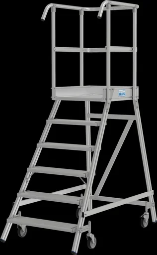 "Platform ladder 6 aluminum steps one-sided mobile image"