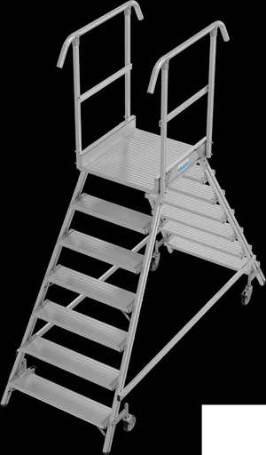 "Platform ladder 2 x 7 aluminum steps, accessible from both sides image"