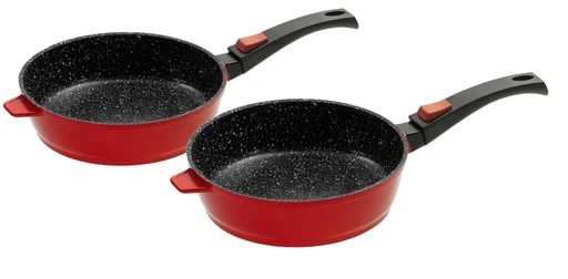 "Cast aluminum frying pan with click handle, Ø 24 cm, red image"