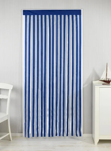 "Door curtain blue and white image"