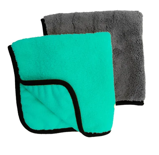 "Microfiber cloth "Premium", turquoise and gray, 40 x 40 cm, set of 2 image"