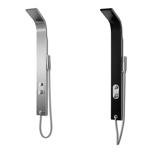 "Shower panel Care Black 150x15 cm, shower set with 2 different shower functions image"