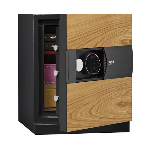 "NEXT document protection safe, external dimensions 780 x 500 x 550 mm, oak look image"