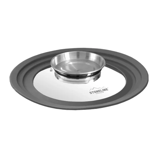 "Universal glass lid with silicone rim and aroma button for 24/26/28 cm - For aromatic cooking! image"