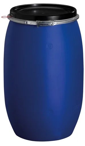 "Plastic barrel with lid and clamping ring, without carrying handles, PE, 120 l image"