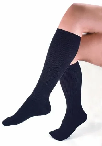"Support knee-high socks with terry cloth padding, navy, size 42/43 image"