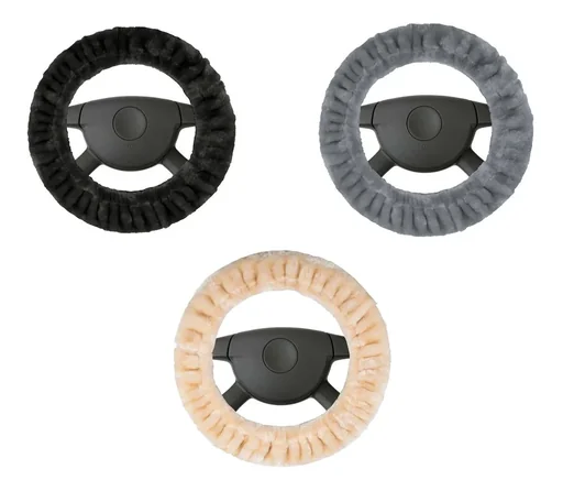 "Steering wheel cover "Teddy" made of faux fur, silver image"