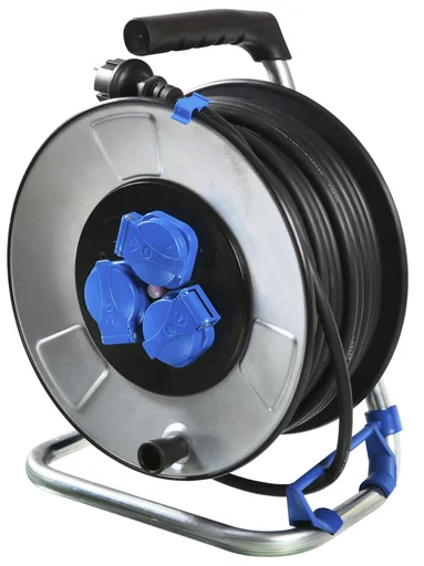 "Metal cable drum with 40m rubber hose cable image"