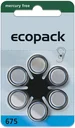 Hearing aid battery Ecopack Type 675(PR44) BLUE - 6 pieces
