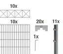 Double rod mesh fence sets anthracite with decorative element "Nexus", length: 20 m, height: 100 cm