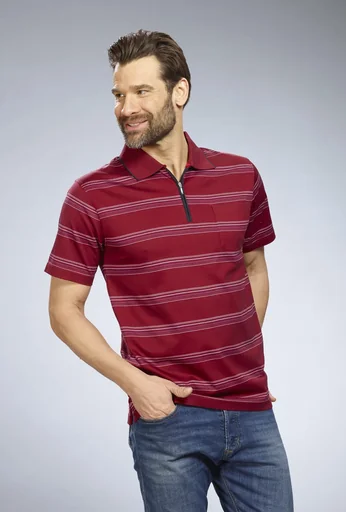 "Striped polo shirt, color red, size 2XL image"