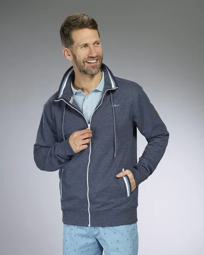 "Sweat jacket, color navy/melange, size M image"