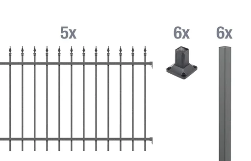 "Complete fence set Chaussee for screwing, anthracite metallic, height 100.0 cm, length 10 m image"