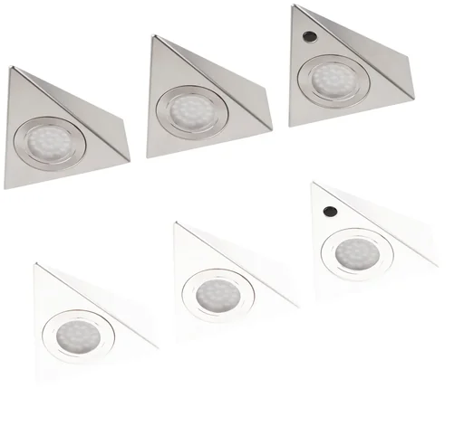 "LED under-cabinet lights in silver with motion sensor - 3 pieces image"