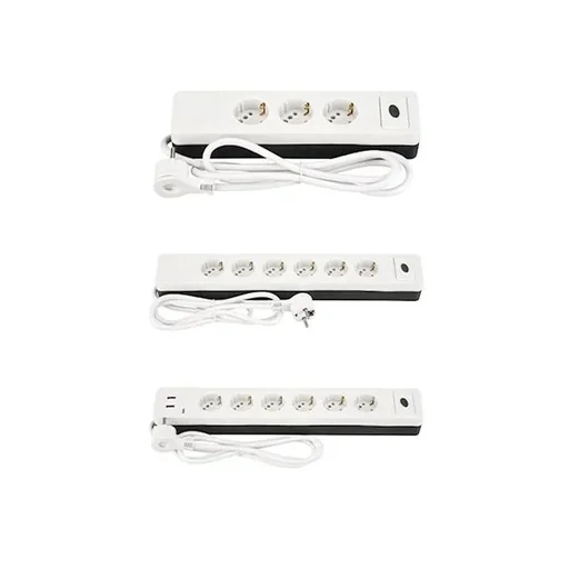 "6-way power strip with combo plug system 2 x USB A and surge protection image"