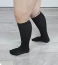 Travel support stockings for strong calves, black, size 45-47, double pack