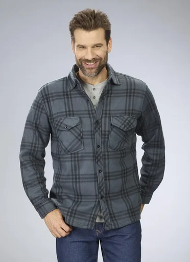"Fleece shirt, color gray/checked, size 2XL image"