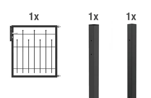 "Single gate set Madrid, for encasing in concrete, anthracite metallic, height 100 cm, width 1 m image"