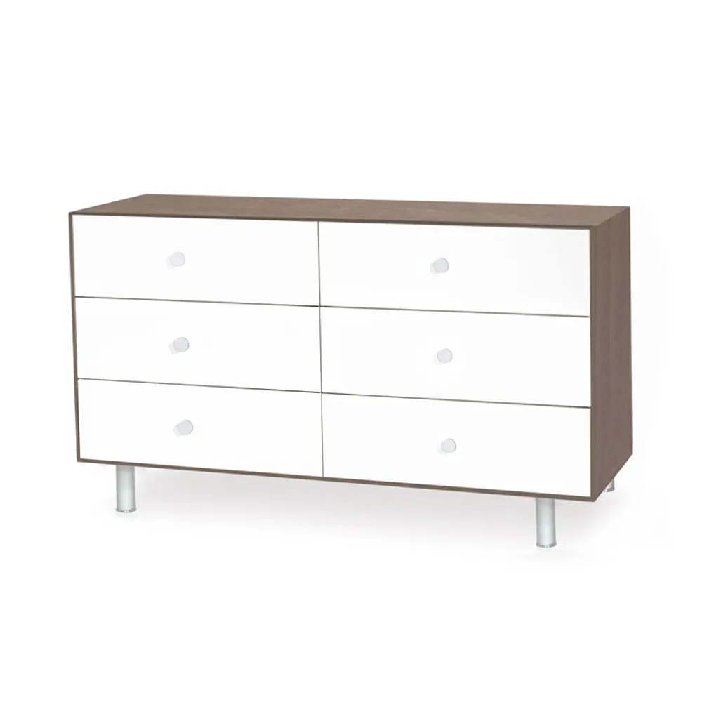 "Oeuf commode Merlin 6 laden wit/walnoot pootjes klassiek image"
