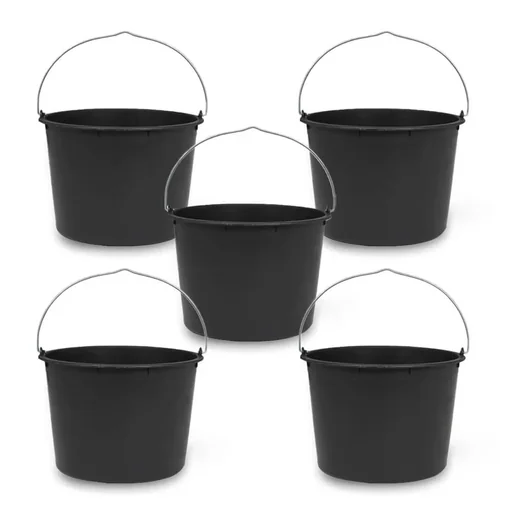 "Construction bucket 12 liters, Profi-Line, black, set of 5 image"