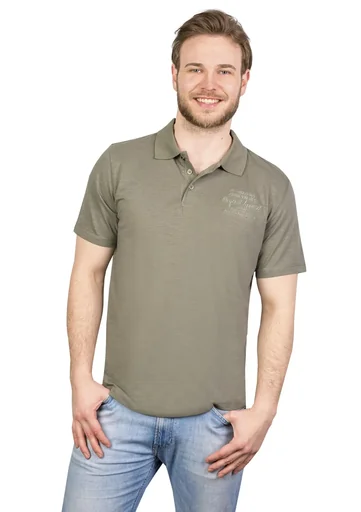 "Polo shirt with button placket, color khaki, size M image"