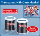 Sewing thread transparent dark set of 2