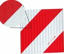 Warning sign, left-one-sided, made of sheet steel