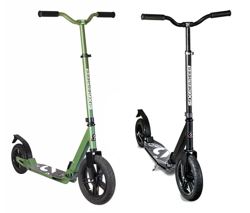 "Aluminum scooter with pneumatic tires and suspension, 300/205 mm, ABEC 7, height adjustable, olive-green image"