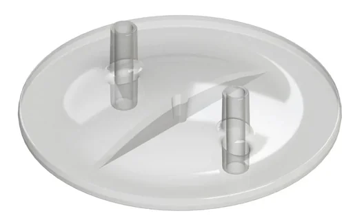 "Milking pail lid flat, transparent with 2 nozzles, 16mm ID / 20mm OD image"