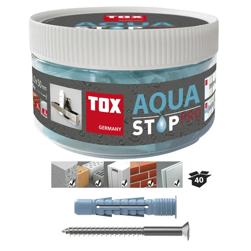 "All-purpose dowel Aqua Stop Pro 6x38 mm + screw in round box image"
