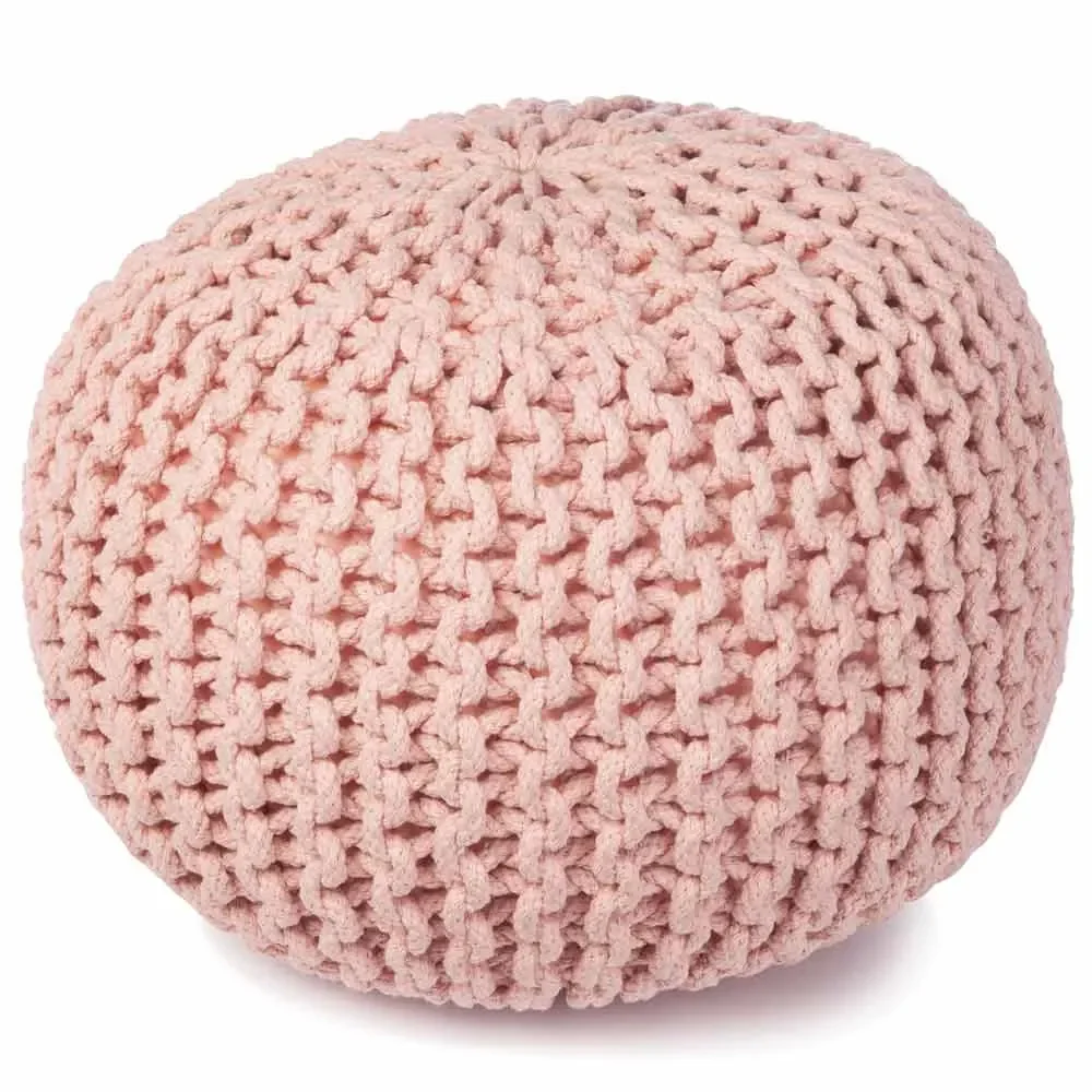Kidsdepot zitkussen gebreid "Bundy" gehaakt look roze