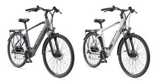 "Men's aluminum trekking e-bike, 28 inches, frame height 50 cm, 24-speed derailleur, chalk, XC941 Expedition image"