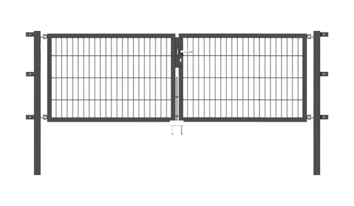 "Flexo double gate with accessories, anthracite, width 250 cm, height 140 cm, PF: 60x60 cm image"