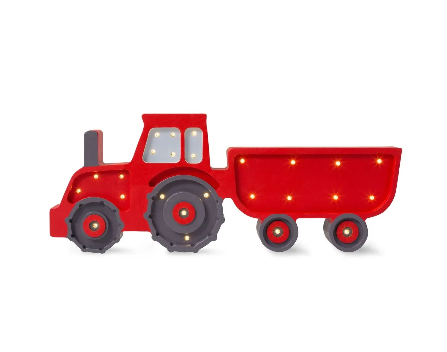 "Little Lights Kinder-nachtlampje Tractor - 100% natuurlijk grenen, rood image"