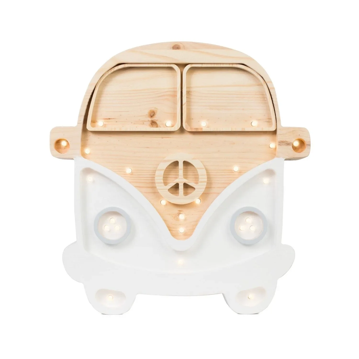 "Little Lights Kinder nachtlampje, Nachtlamp voor camper - 100% natuurlijk grenen hout, Kleur: Wit/Hout image"
