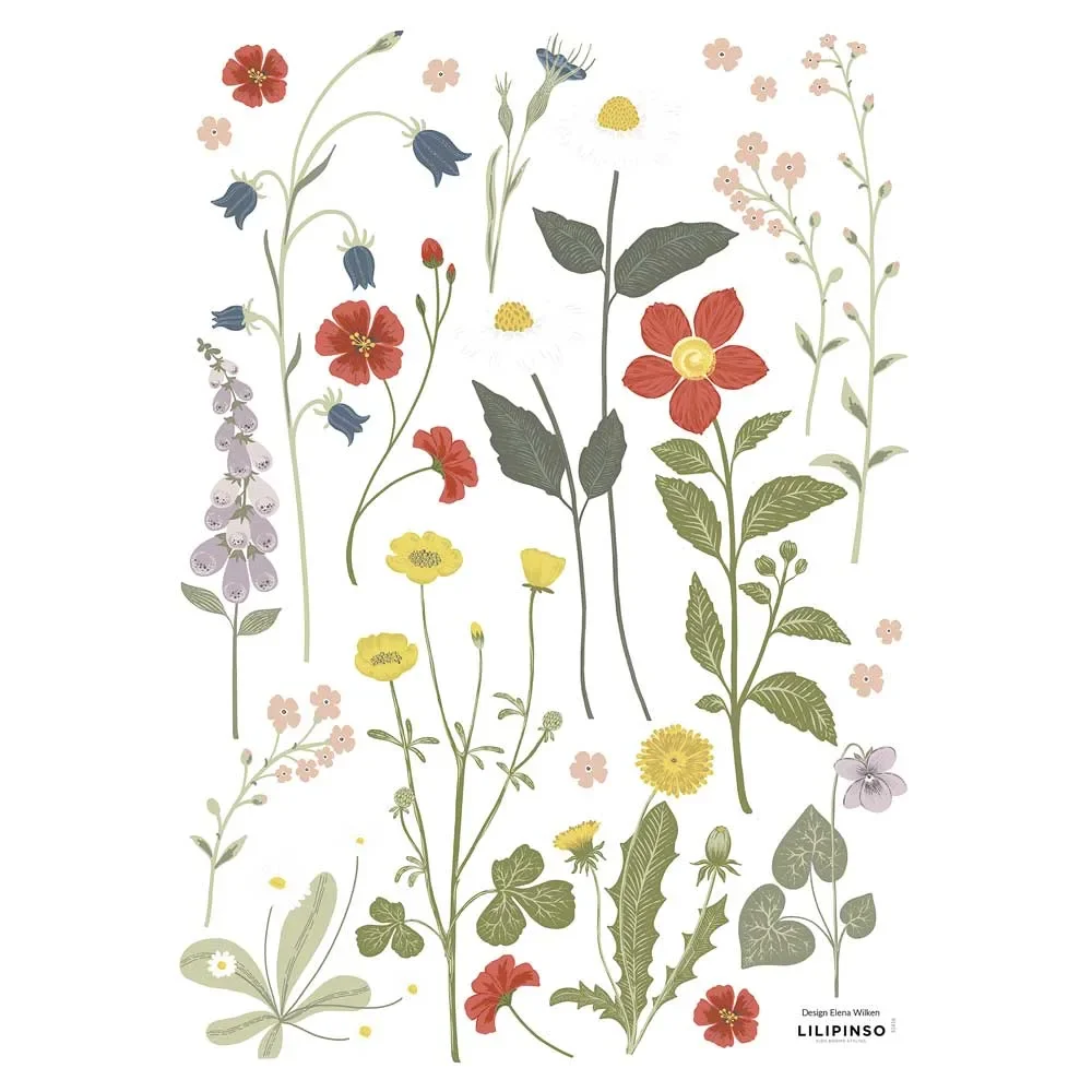 Lilipinso muursticker A3 zomerbloemen 1 grijs pastel