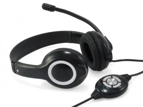 "Headset USB 2m cable, microphone, remote control stereo black image"