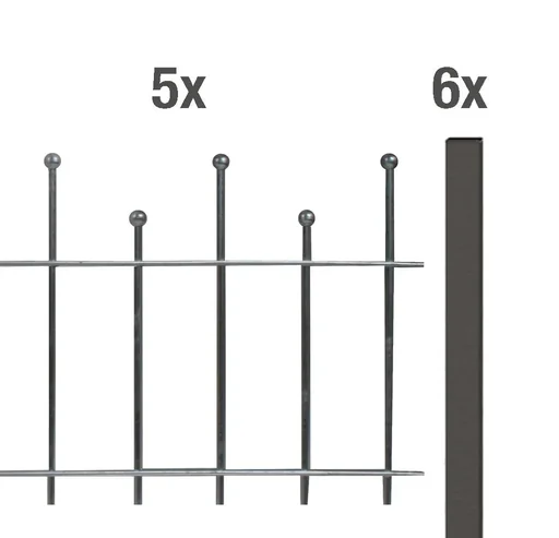 "Complete fence set Madrid for screwing, anthracite metallic, height 49.5 cm, length 10 m image"