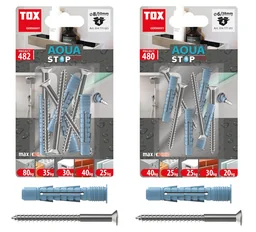 Universele plug Aqua Stop Pro 8 x 50 mm + bolkopschroef 6 x 70 mm, 2 stuks